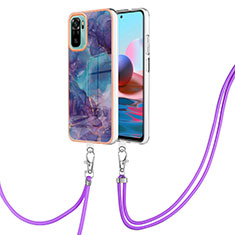 Handyhülle Silikon Hülle Gummi Schutzhülle Flexible Modisch Muster mit Schlüsselband Lanyard YB7 für Xiaomi Redmi Note 11 SE India 4G Violett