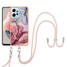 Handyhülle Silikon Hülle Gummi Schutzhülle Flexible Modisch Muster mit Schlüsselband Lanyard YB7 für Xiaomi Redmi Note 12 4G Plusfarbig