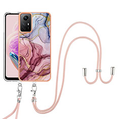 Handyhülle Silikon Hülle Gummi Schutzhülle Flexible Modisch Muster mit Schlüsselband Lanyard YB7 für Xiaomi Redmi Note 12S Plusfarbig