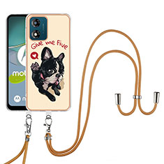 Handyhülle Silikon Hülle Gummi Schutzhülle Flexible Modisch Muster mit Schlüsselband Lanyard YB8 für Motorola Moto E13 Kahki