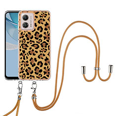 Handyhülle Silikon Hülle Gummi Schutzhülle Flexible Modisch Muster mit Schlüsselband Lanyard YB8 für Motorola Moto G53 5G Braun