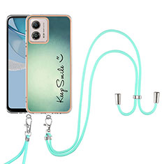 Handyhülle Silikon Hülle Gummi Schutzhülle Flexible Modisch Muster mit Schlüsselband Lanyard YB8 für Motorola Moto G53 5G Grün