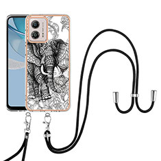 Handyhülle Silikon Hülle Gummi Schutzhülle Flexible Modisch Muster mit Schlüsselband Lanyard YB8 für Motorola Moto G53j 5G Grau