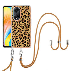 Handyhülle Silikon Hülle Gummi Schutzhülle Flexible Modisch Muster mit Schlüsselband Lanyard YB8 für Oppo A98 5G Braun