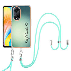 Handyhülle Silikon Hülle Gummi Schutzhülle Flexible Modisch Muster mit Schlüsselband Lanyard YB8 für Oppo A98 5G Grün