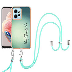 Handyhülle Silikon Hülle Gummi Schutzhülle Flexible Modisch Muster mit Schlüsselband Lanyard YB8 für Xiaomi Redmi Note 12 4G Grün