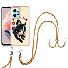 Handyhülle Silikon Hülle Gummi Schutzhülle Flexible Modisch Muster mit Schlüsselband Lanyard YB8 für Xiaomi Redmi Note 12 4G Kahki