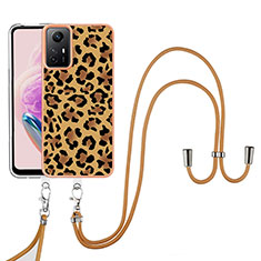 Handyhülle Silikon Hülle Gummi Schutzhülle Flexible Modisch Muster mit Schlüsselband Lanyard YB8 für Xiaomi Redmi Note 12S Braun