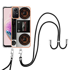 Handyhülle Silikon Hülle Gummi Schutzhülle Flexible Modisch Muster mit Schlüsselband Lanyard YB8 für Xiaomi Redmi Note 12S Bunt