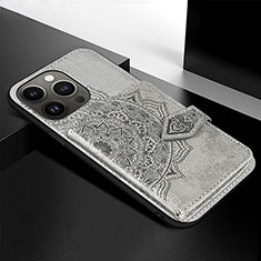 Handyhülle Silikon Hülle Gummi Schutzhülle Flexible Modisch Muster S02 für Apple iPhone 14 Pro Grau