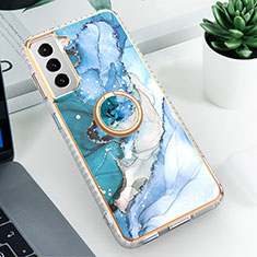 Handyhülle Silikon Hülle Gummi Schutzhülle Flexible Modisch Muster S02 für Samsung Galaxy S23 Plus 5G Blau