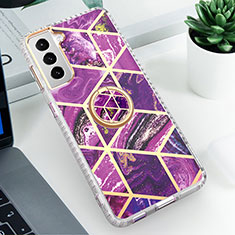 Handyhülle Silikon Hülle Gummi Schutzhülle Flexible Modisch Muster S02 für Samsung Galaxy S23 Plus 5G Violett