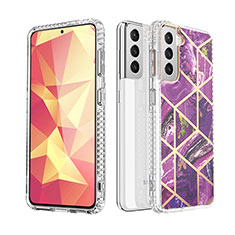 Handyhülle Silikon Hülle Gummi Schutzhülle Flexible Modisch Muster S03 für Samsung Galaxy S22 5G Violett