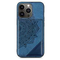 Handyhülle Silikon Hülle Gummi Schutzhülle Flexible Modisch Muster S06 für Apple iPhone 14 Pro Blau