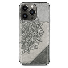 Handyhülle Silikon Hülle Gummi Schutzhülle Flexible Modisch Muster S06 für Apple iPhone 14 Pro Grau