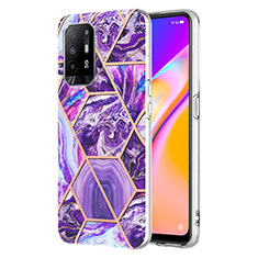 Handyhülle Silikon Hülle Gummi Schutzhülle Flexible Modisch Muster Y01B für Oppo F19 Pro+ Plus 5G Violett