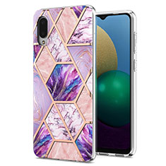 Handyhülle Silikon Hülle Gummi Schutzhülle Flexible Modisch Muster Y01B für Samsung Galaxy A02 Helles Lila