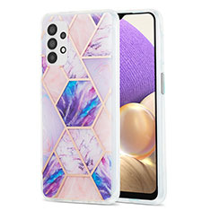 Handyhülle Silikon Hülle Gummi Schutzhülle Flexible Modisch Muster Y01B für Samsung Galaxy A32 4G Helles Lila