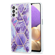 Handyhülle Silikon Hülle Gummi Schutzhülle Flexible Modisch Muster Y01B für Samsung Galaxy A32 4G Violett