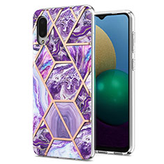 Handyhülle Silikon Hülle Gummi Schutzhülle Flexible Modisch Muster Y01B für Samsung Galaxy M02 Violett