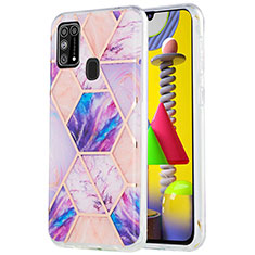 Handyhülle Silikon Hülle Gummi Schutzhülle Flexible Modisch Muster Y01B für Samsung Galaxy M31 Prime Edition Helles Lila