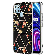 Handyhülle Silikon Hülle Gummi Schutzhülle Flexible Modisch Muster Y02B für Realme C21Y Schwarz