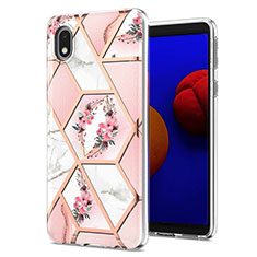 Handyhülle Silikon Hülle Gummi Schutzhülle Flexible Modisch Muster Y02B für Samsung Galaxy A01 Core Rosa