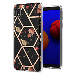 Handyhülle Silikon Hülle Gummi Schutzhülle Flexible Modisch Muster Y02B für Samsung Galaxy A01 Core Schwarz