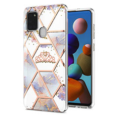 Handyhülle Silikon Hülle Gummi Schutzhülle Flexible Modisch Muster Y02B für Samsung Galaxy A21s Grau