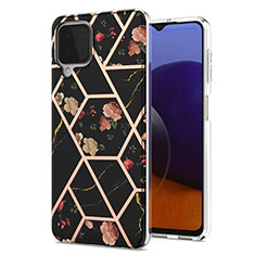 Handyhülle Silikon Hülle Gummi Schutzhülle Flexible Modisch Muster Y02B für Samsung Galaxy A22 4G Schwarz