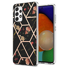 Handyhülle Silikon Hülle Gummi Schutzhülle Flexible Modisch Muster Y02B für Samsung Galaxy A52 5G Schwarz