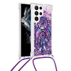 Handyhülle Silikon Hülle Gummi Schutzhülle Flexible Modisch Muster Y02B für Samsung Galaxy S22 Ultra 5G Violett
