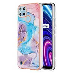 Handyhülle Silikon Hülle Gummi Schutzhülle Flexible Modisch Muster Y03B für Realme C25Y Blau