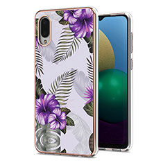 Handyhülle Silikon Hülle Gummi Schutzhülle Flexible Modisch Muster Y03B für Samsung Galaxy A02 Violett