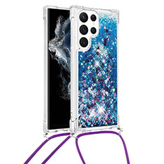 Handyhülle Silikon Hülle Gummi Schutzhülle Flexible Modisch Muster Y03B für Samsung Galaxy S22 Ultra 5G Blau