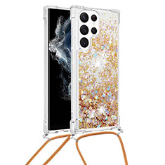 Handyhülle Silikon Hülle Gummi Schutzhülle Flexible Modisch Muster Y03B für Samsung Galaxy S22 Ultra 5G Gold