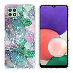 Handyhülle Silikon Hülle Gummi Schutzhülle Flexible Modisch Muster Y04B für Samsung Galaxy A22s 5G Grün