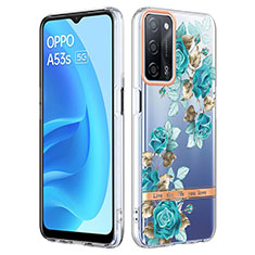 Handyhülle Silikon Hülle Gummi Schutzhülle Flexible Modisch Muster Y06B für Oppo A55 5G Cyan