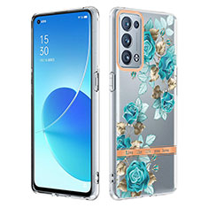 Handyhülle Silikon Hülle Gummi Schutzhülle Flexible Modisch Muster Y06B für Oppo Reno6 Pro+ Plus 5G Cyan