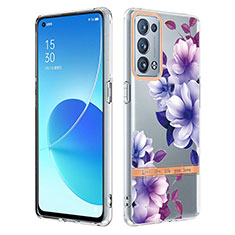 Handyhülle Silikon Hülle Gummi Schutzhülle Flexible Modisch Muster Y06B für Oppo Reno6 Pro+ Plus 5G Helles Lila