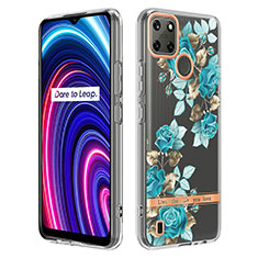 Handyhülle Silikon Hülle Gummi Schutzhülle Flexible Modisch Muster Y06B für Realme C21Y Cyan