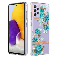 Handyhülle Silikon Hülle Gummi Schutzhülle Flexible Modisch Muster Y06B für Samsung Galaxy A72 4G Cyan