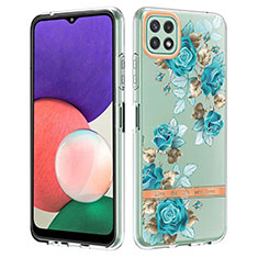 Handyhülle Silikon Hülle Gummi Schutzhülle Flexible Modisch Muster Y06B für Samsung Galaxy F42 5G Cyan