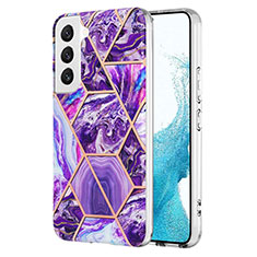 Handyhülle Silikon Hülle Gummi Schutzhülle Flexible Modisch Muster Y08B für Samsung Galaxy S22 5G Violett