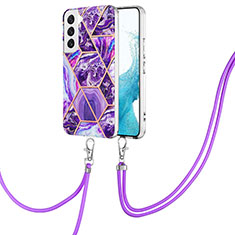 Handyhülle Silikon Hülle Gummi Schutzhülle Flexible Modisch Muster Y18B für Samsung Galaxy S21 5G Violett