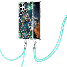 Handyhülle Silikon Hülle Gummi Schutzhülle Flexible Modisch Muster Y18B für Samsung Galaxy S22 Ultra 5G Grün