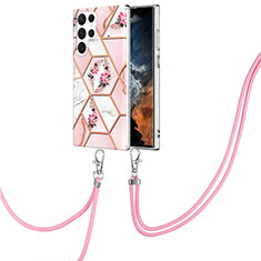 Handyhülle Silikon Hülle Gummi Schutzhülle Flexible Modisch Muster Y19B für Samsung Galaxy S21 Ultra 5G Rosa