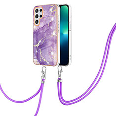 Handyhülle Silikon Hülle Gummi Schutzhülle Flexible Modisch Muster Y21B für Samsung Galaxy S21 Ultra 5G Violett