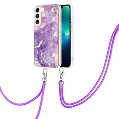 Handyhülle Silikon Hülle Gummi Schutzhülle Flexible Modisch Muster Y21B für Samsung Galaxy S22 Plus 5G Violett