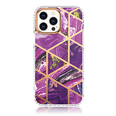 Handyhülle Silikon Hülle Gummi Schutzhülle Flexible Modisch Muster YJ1 für Apple iPhone 13 Pro Max Violett